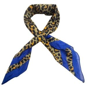 Perry Ellis Square Scarf Animal Print Blue Border 34 inchs